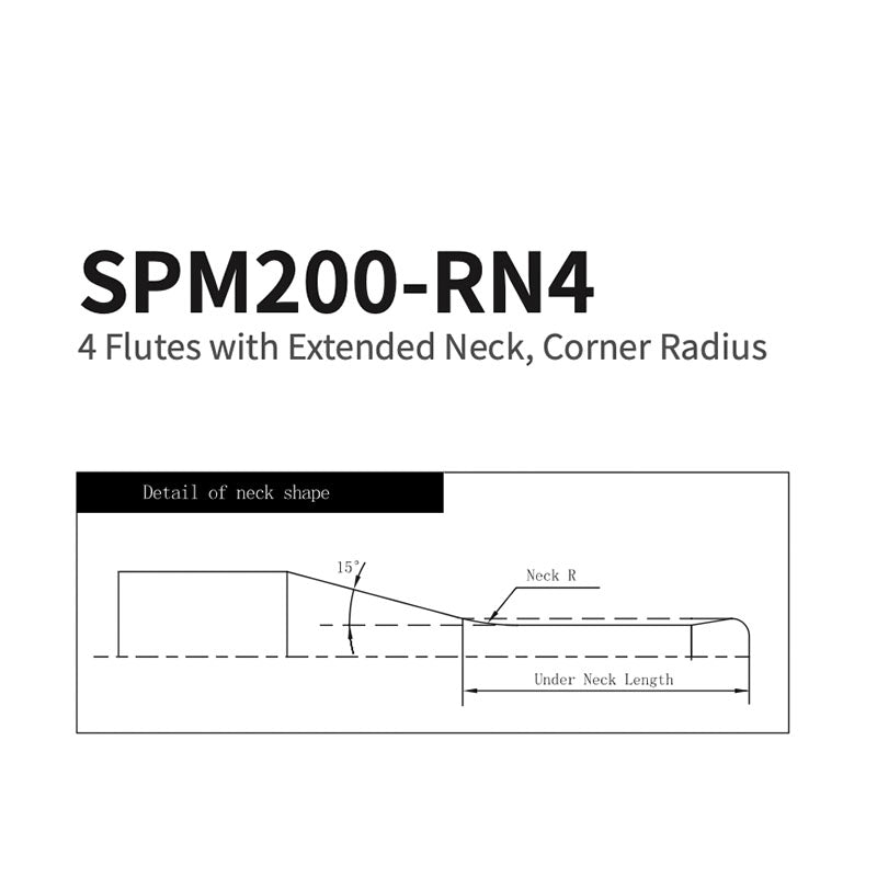 G-SPM200-RN4 4 Flutes with Extended Neck, Corner Radius D4~6