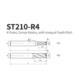 G-ST210-R4 4 Flute Corner Radius Coated Endmills