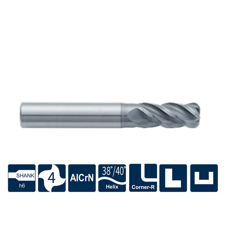 G-ST210-R4 4 Flute Corner Radius Coated Endmills