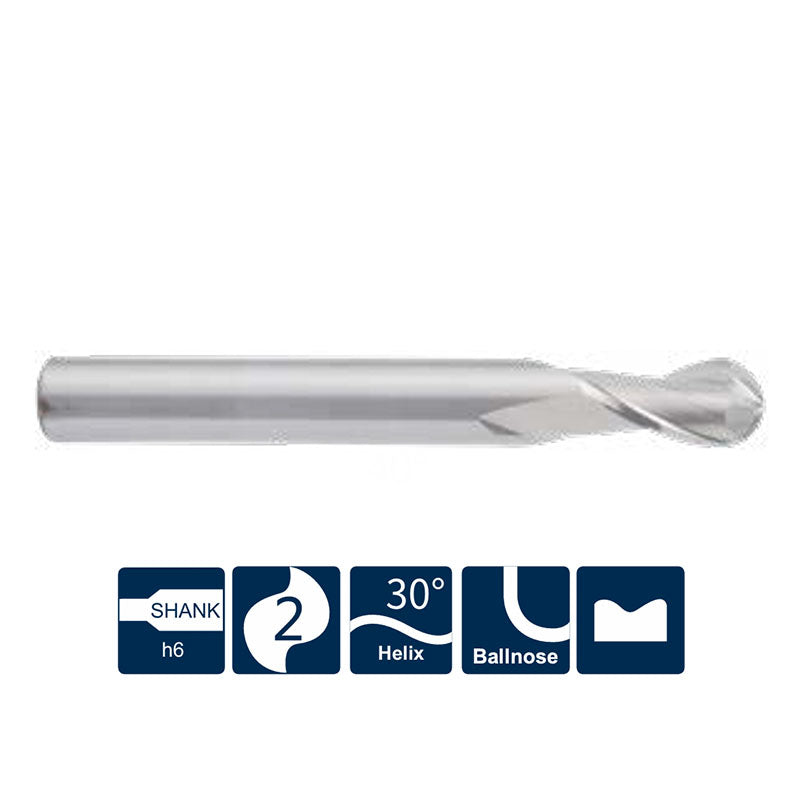 G-UA100-B2 2 Flute Ballnose Endmills