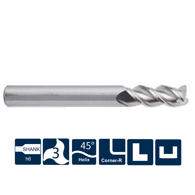 G-UA100-R3 3 Flute Corner Radius Endmills