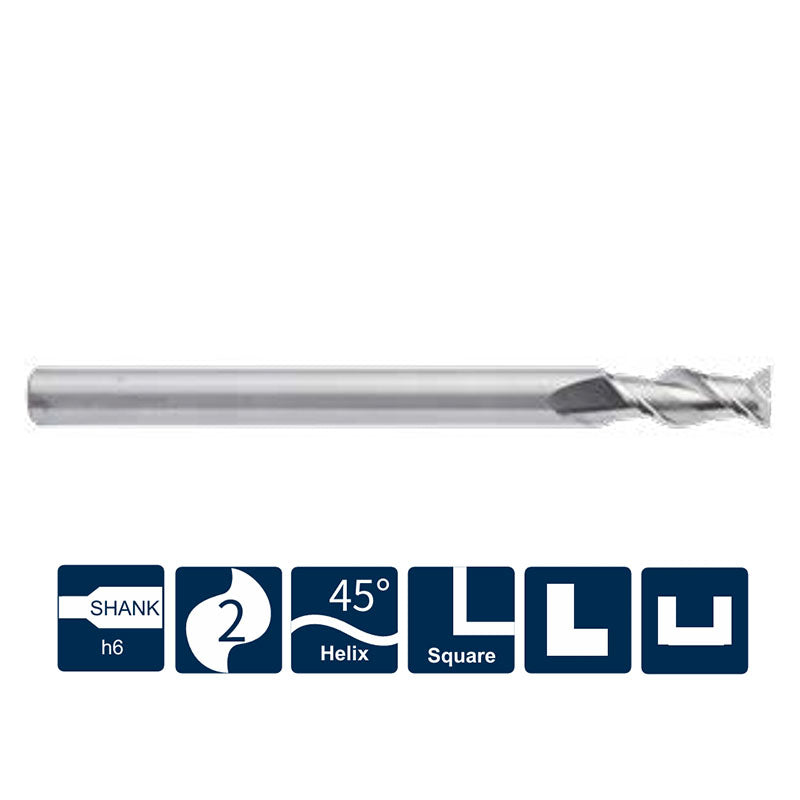 G-UA100-SH2 2 Flute Square Head Long Shank Endmills