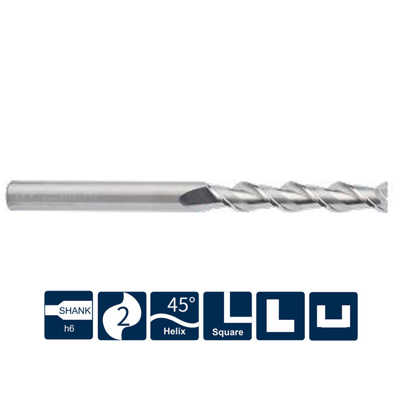 G-UA100-SL2 2 Flute Square Head Long Cutting Edge Endmills