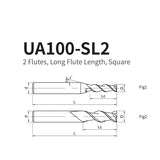 G-UA100-SL2 2 Flute Square Head Long Cutting Edge Endmills