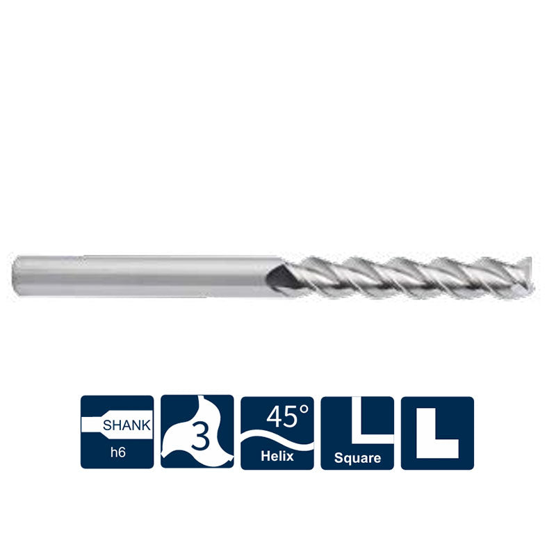 G-UA100-SL3 3 Flute Square Head Long Cutting Edge Endmills