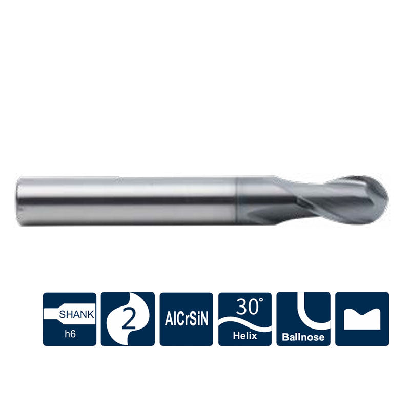 G-UP210-B2 2 Flute Ballnose Coated Endmills