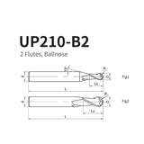 G-UP210-B2 2 Flute Ballnose Coated Endmills