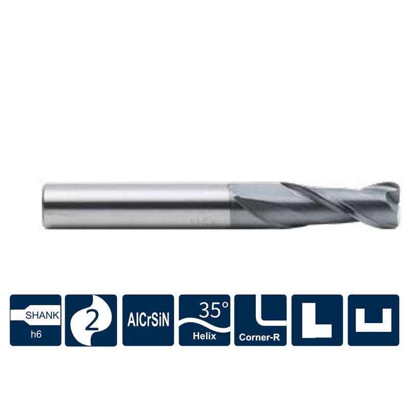 G-UP210-R2 2 Flute Corner Radius Coated Endmills