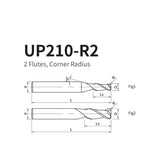 G-UP210-R2 2 Flute Corner Radius Coated Endmills