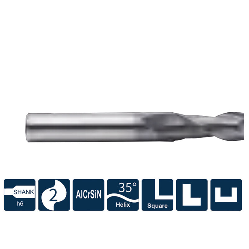 G-UP210-S2 2 Flute Square Head Coated Endmills