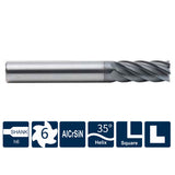 G-UP210-S6 6 Flute Square Head Coated Endmills