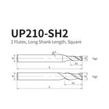 G-UP210-SH2 2 Flute Square Head Long Shank Coated Endmills