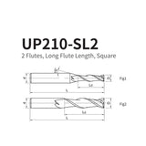 G-UP210-SL2 2 Flute Square Head Long Cutting Edge Coated Endmills