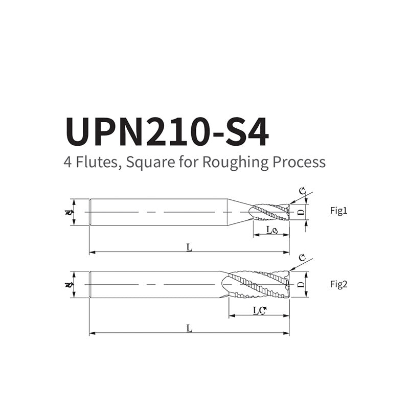 G-UPN210-S4  4 Flutes, Square for Roughing Process