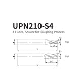 G-UPN210-S4  4 Flutes, Square for Roughing Process