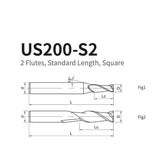 G-US200-S2 2 Flute Square Head Coated Endmills