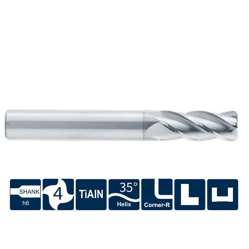 G-US260-R4 4 Flutes, Corner Radius, Standard Length