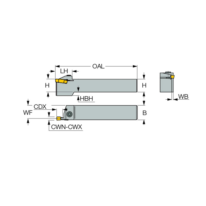 GHDR/L-8A : External Tools for Turning, Grooving and Parting; Upper Jaw with Hard Coating to Sustain Chip Deflection