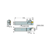GHDR/L-JHP-MC (short pocket) : Grooving and Turning Tools with Bottom Inlet JETCUT Coolant Channels