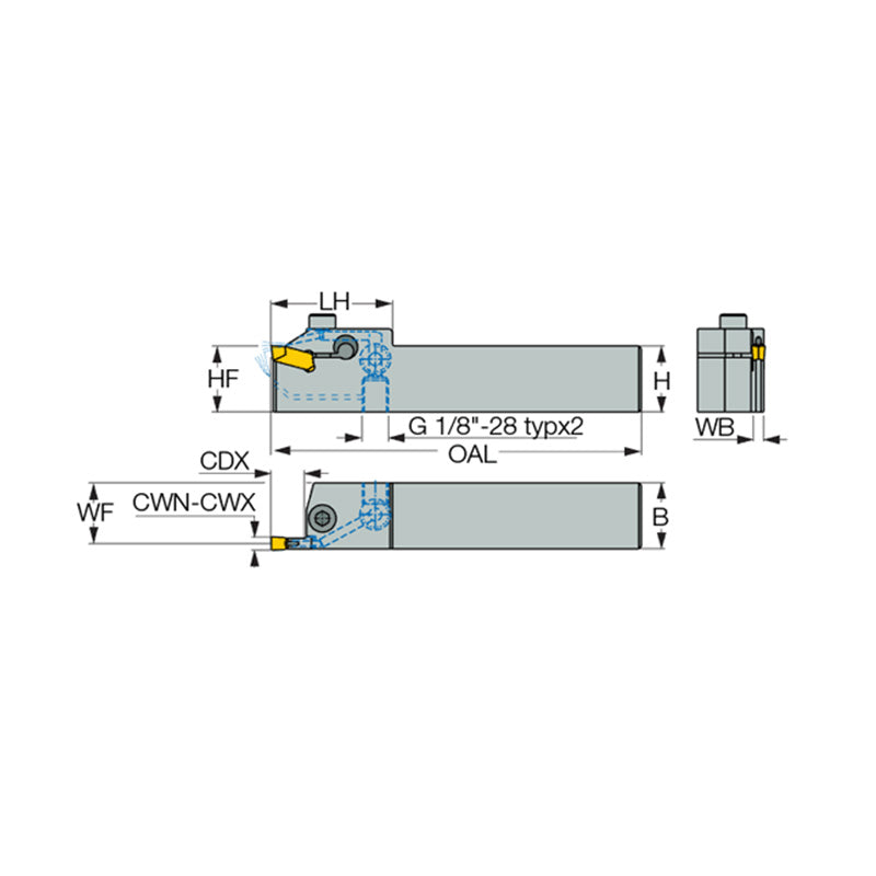 GHDR/L-JHP (short pocket) : Grooving and Turning Tools with Channels for High-Pressure Coolant