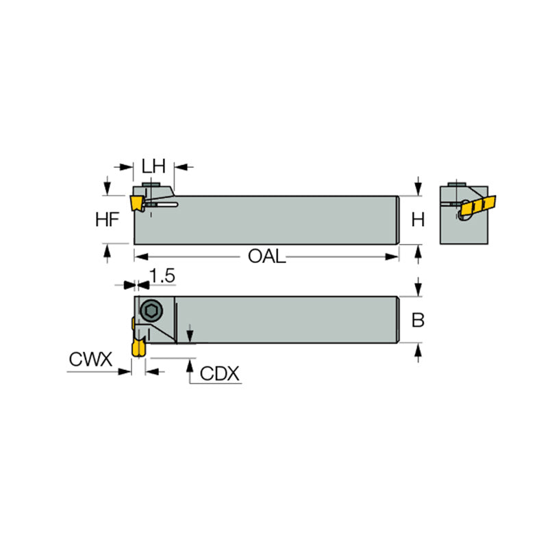 GHMPR/L : Perpendicular Toolholders for Shallow Radial and Axial Grooving with Narrow and Special Profile Inserts