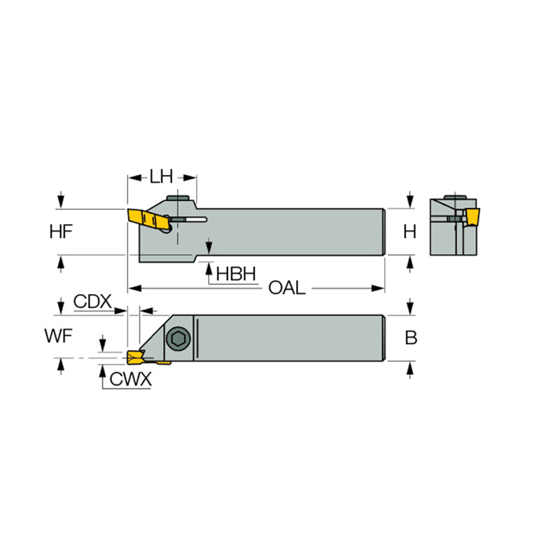 GHMR/L : Toolholders for Shallow Radial and Axial Grooving with Narrow and Special Profile Inserts
