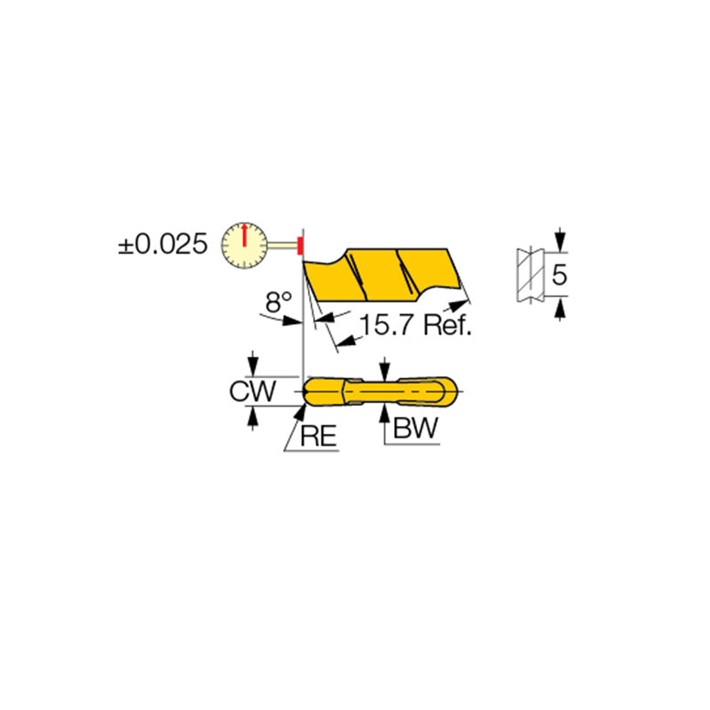 GIPI (full radius) : Precision Double-Ended Full Radius Inserts for Internal Grooving and Recessing