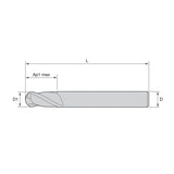 General-Purpose Solid Carbide End Mills  GP End Mills • Series D001 D011 • Ball Nose • 2 Flute • Metric  (TiAlN)