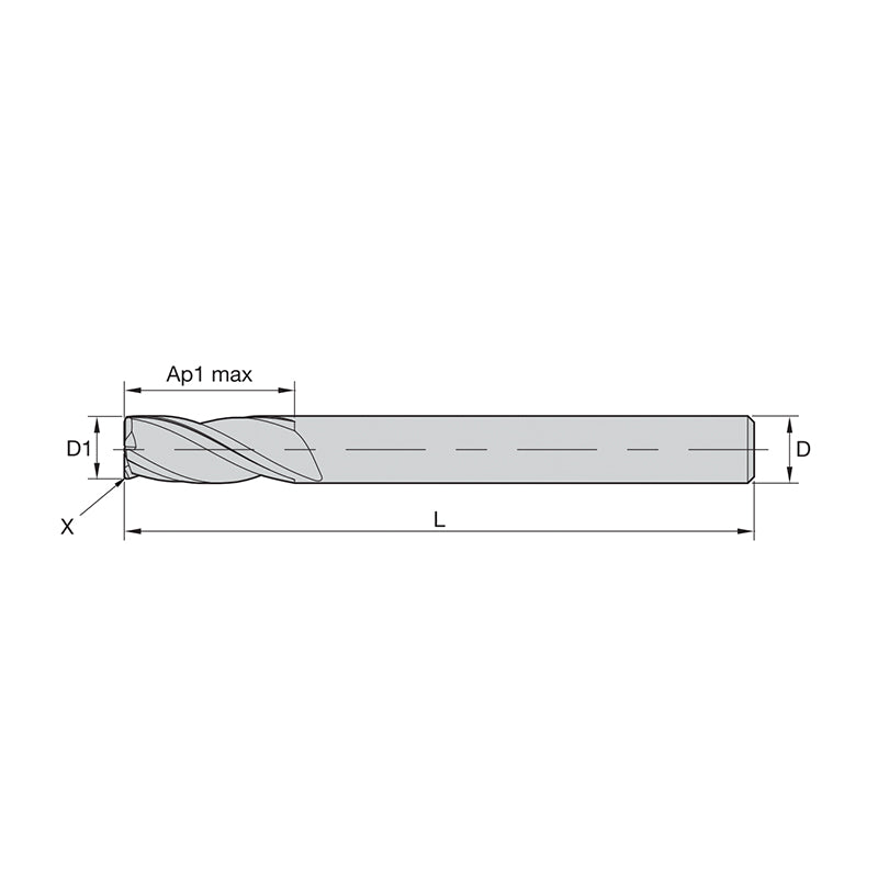 General-Purpose Solid Carbide End Mills GP End Mills • Series D003 D013 • Chamfered • 3 Flute • Metric (TiAlN)