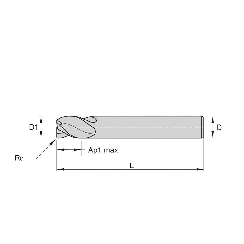 General-Purpose Solid Carbide End Mills  GP End Mills • Series I2R • Radiused • 2 Flute • Inch  (TiAlN)