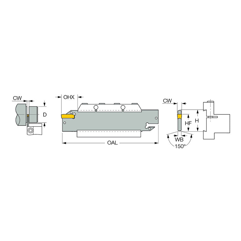 HGFH : Parting and Grooving Blades for 3 mm GRIP Inserts - Big-tools Industrial Supply Tools for Metal Cutting