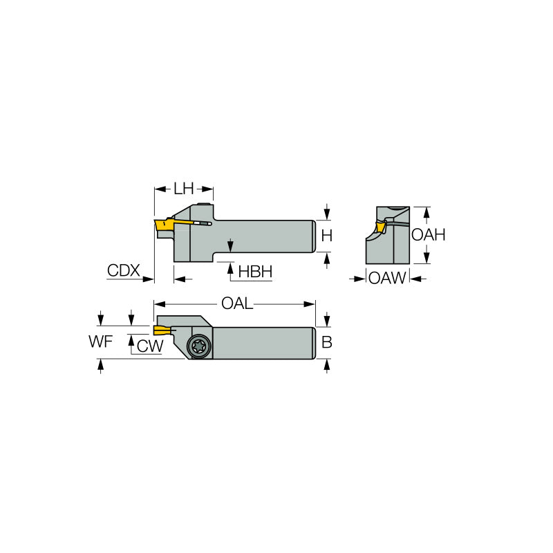 HGHR/L-3 : Integral Holders for Face Grooving and Turning - Big-tools Industrial Supply Tools for Metal Cutting