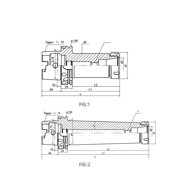 HSK100A-ER Collet Chuck HSK100A-ER16-100 HSK100A-ER16-125 - Big-tools Industrial Supply Tools for Metal Cutting
