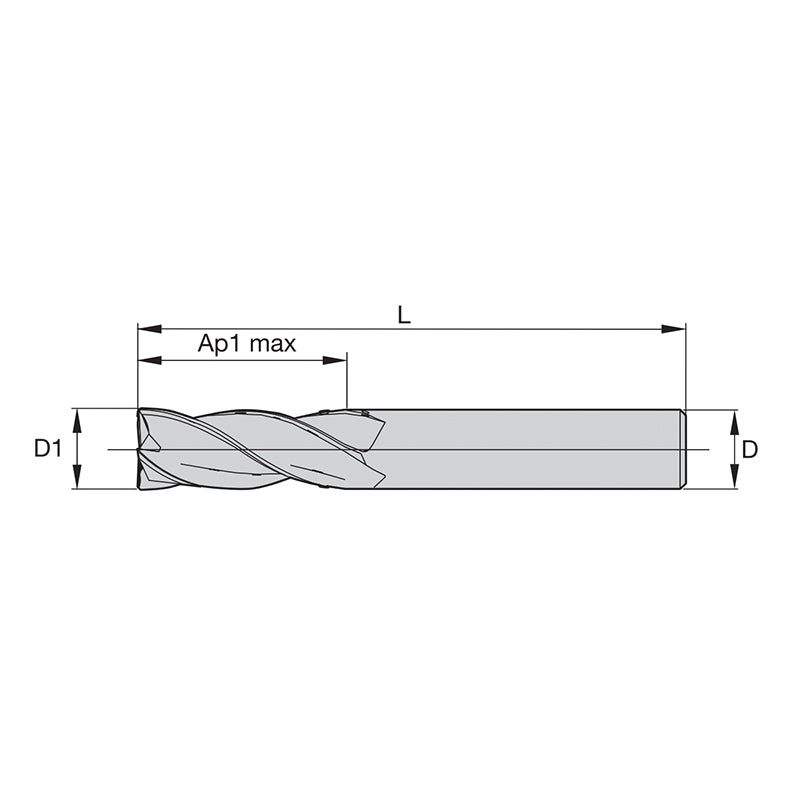 ดอกกัดเอ็นมิล HSS Solid End Mills • ดอกกัด HSS Finishers • ซีรีส์ 3405 • ขอบคม • Weldon® • นิ้ว