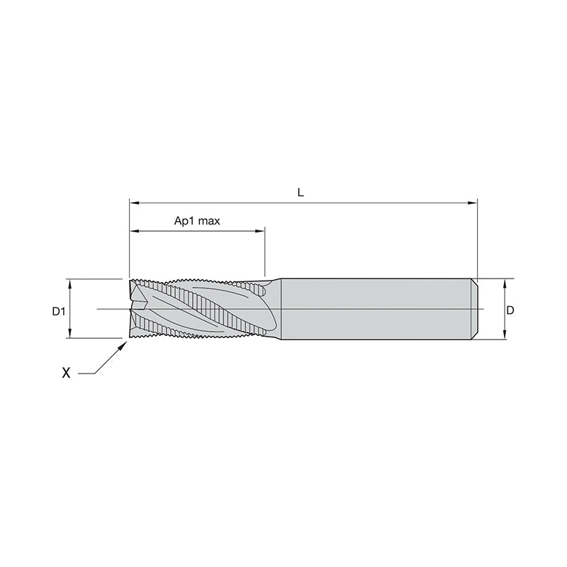 HSS Solid End Mills • HSS Roughers • List 6N06 • Chamfer • Weldon® • Metric