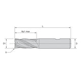 HSS Solid End Mills • HSS Roughers• Series 6A0R • Chamfer • Weldon® • Inch