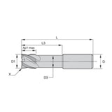 HSS Solid End Mills • HSS Roughers • Series 6ANR • Chamfer • Neck • Weldon® • Inch