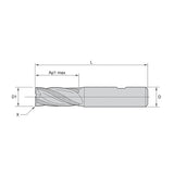 HSS Solid End Mills •HSS Roughers • Series 6T0R • Chamfer • Weldon • Inch