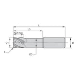 HSS Solid End Mills • HSS Roughers • Series 6TNR • Chamfer • Neck • Weldon • Inch