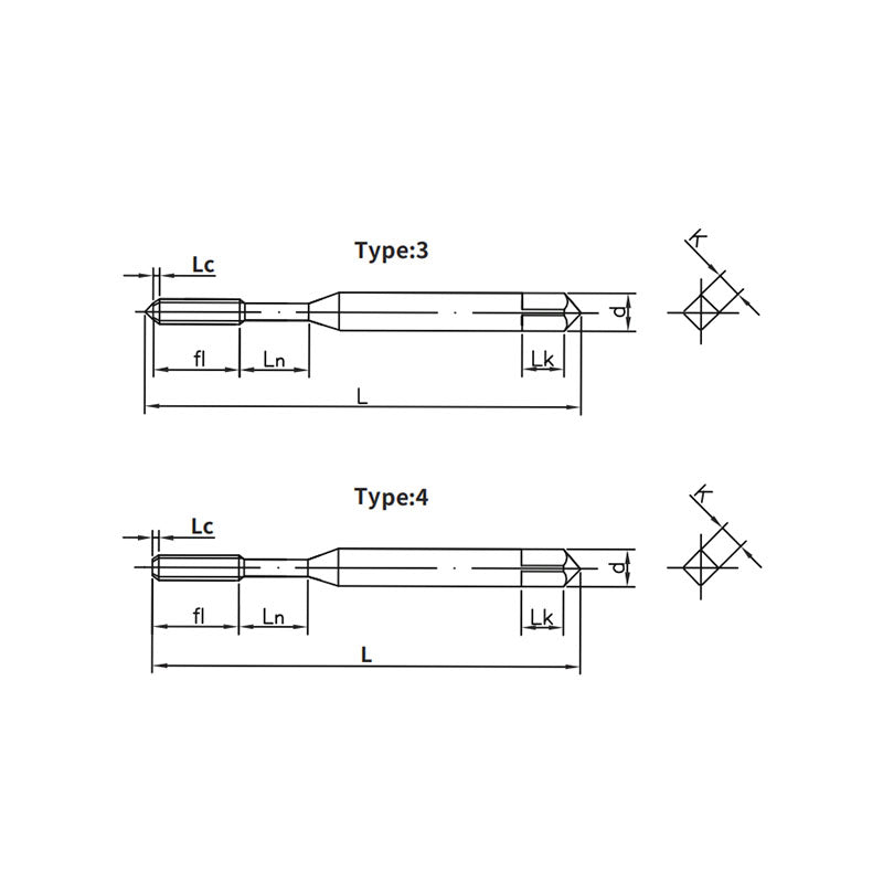 JX10-BK-NRT (NO.4~12)-(40~24UNC) MUBK440P forming taps with long neck  taps for stainless steel - Makotools Industrial Supply Tools for Metal Cutting