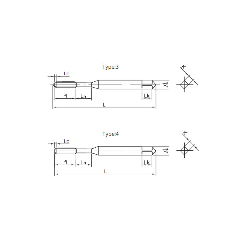 JX10-BK-NRT (NO.4~NO.12-24UNC~40UNC) NUBK440P forming taps with long neck For aluminum,cooper and non-ferrous metals - Makotools Industrial Supply Tools for Metal Cutting