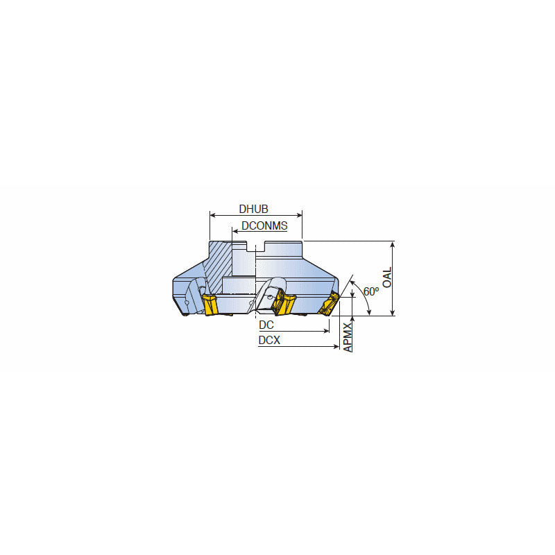 LM60SC-R-21 60° Face mills with unique wedge clamping & thicker positive strong 4 cutting edges inserts SCKN 21 for heavy machining in maximum depth of cut 13 mm - Big-tools Industrial Supply Tools for Metal Cutting