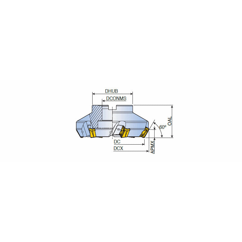 LM60SC-R-27  60° Face mills with unique wedge clamping & thicker positive strong 4 cutting edges inserts SCKN 27 for heavy machining in maximum depth of cut 18 mm - Big-tools Industrial Supply Tools for Metal Cutting
