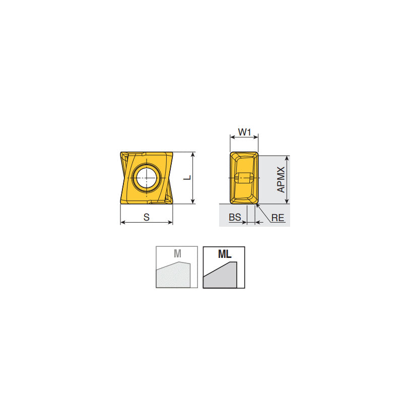 LPHU 05 PNR-ML Ground type tangential inserts of 4 cutting edges with sharp geometry - Big-tools Industrial Supply Tools for Metal Cutting
