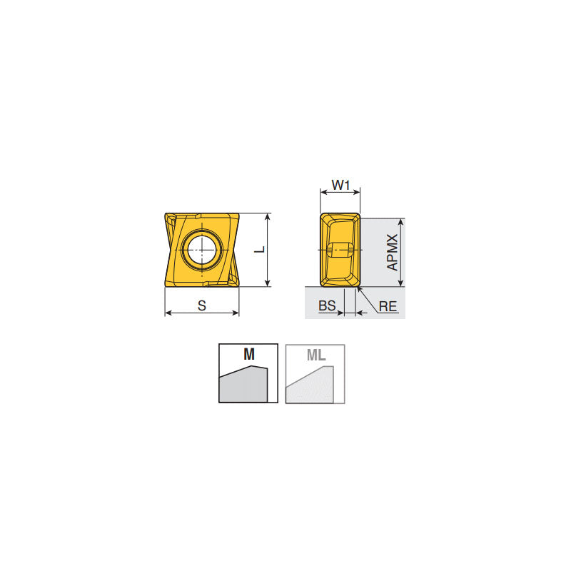 LPHU 09 PNR-M  Ground type tangential inserts of 4 cutting edges with sharp geometry - Big-tools Industrial Supply Tools for Metal Cutting