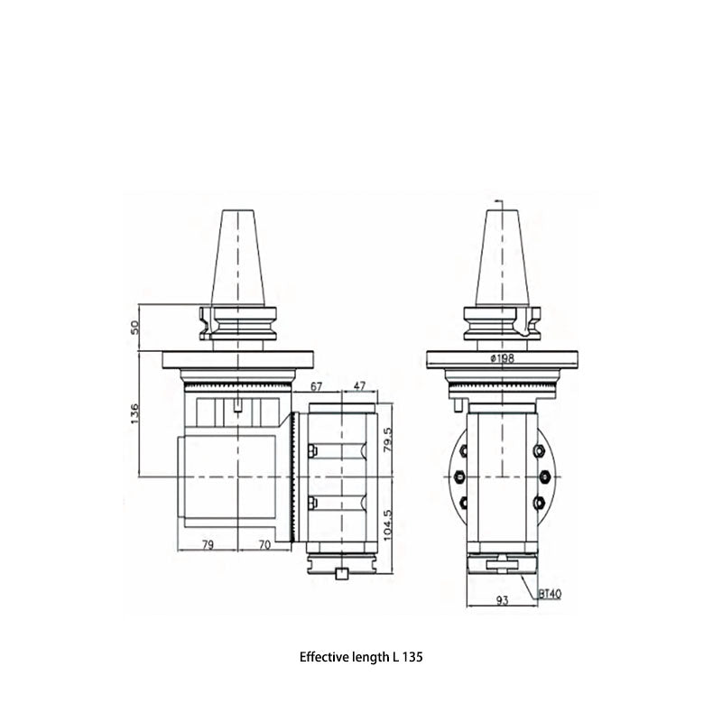 LU/BT40 Medium Universal type Universal angle head