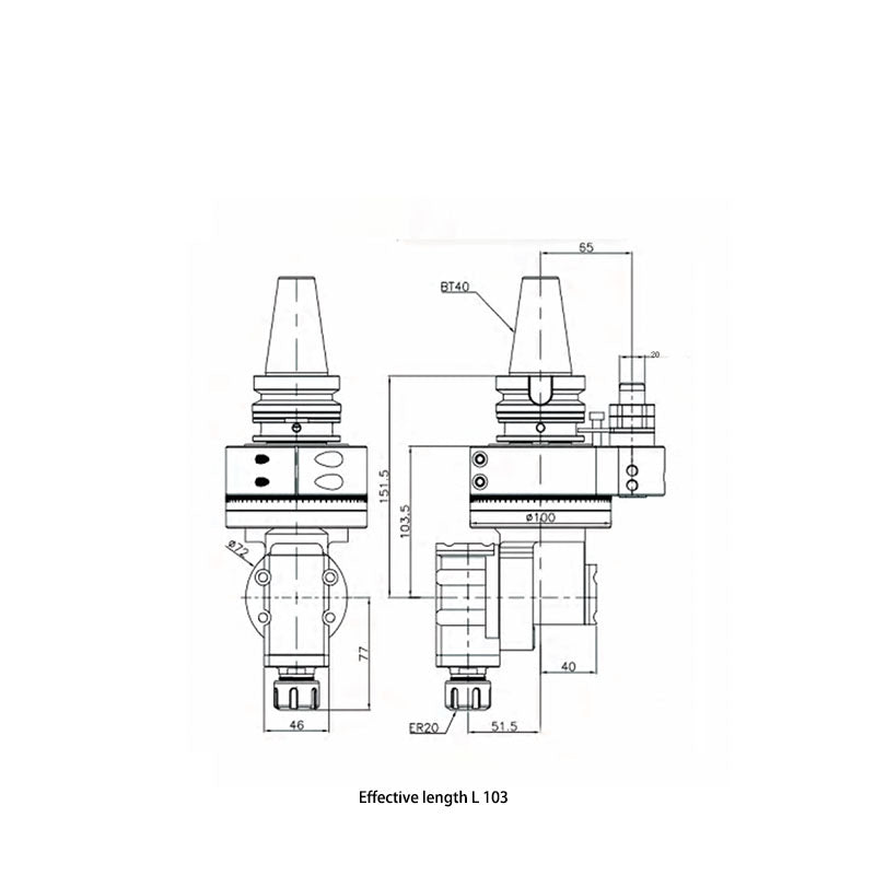 LU/ER20 Offset universal type Universal angle head