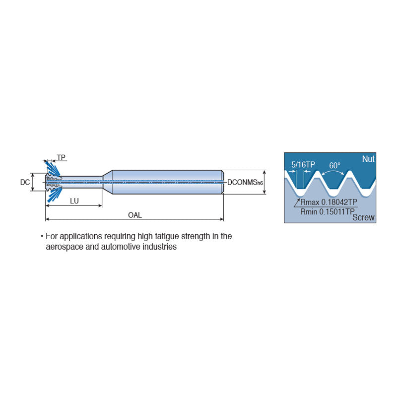 MTECS-UNJ Short solid carbide threading end mills for small diameter internal UNJ threads with short threading contact - Big-tools Industrial Supply Tools for Metal Cutting