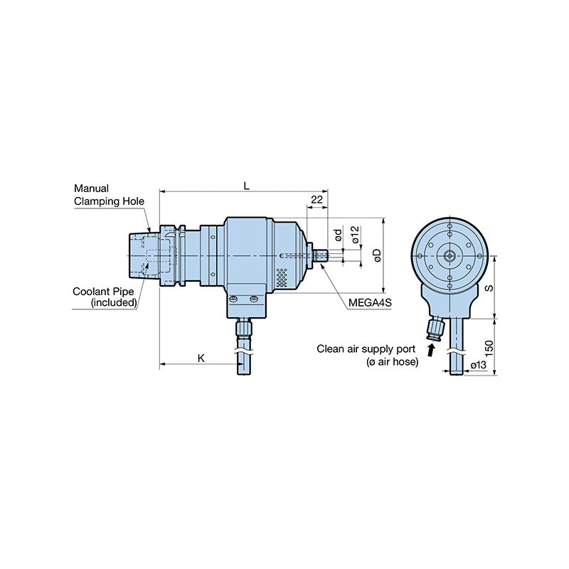 Manual Tool Change Type  Air Turbine Spindle  HSK-A 63/100