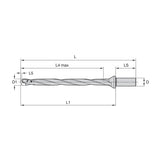 Modular Drills • TOP DRILL Modular X • 12 x D • Flanged Round Shank • Metric